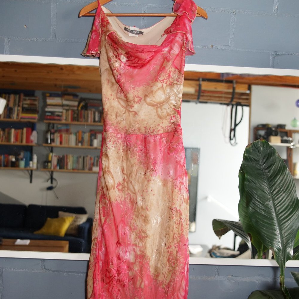 pink floral print dress